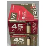 2x ARX inceptor 45 auto 20rds/box