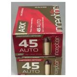 2x ARX inceptor 45 auto 20rds/box