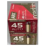 2x ARX inceptor 45 auto 20rds/box