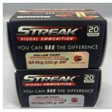 2x streak visual 44 mag 20rds/box
