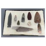 Nice Indian Artifacts in Riker Case - Knife 6in