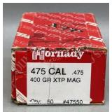 19ct Hornady 475 Cal 400Gr XTP Bullets