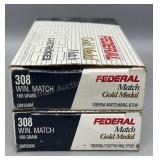 2x Federal 308 Win Match 20 Rds/Box 168Gr