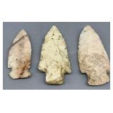 3 Indian Artifacts - Howard Cty Find - 3 1/4in