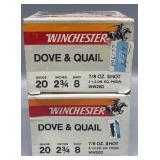 2x Winchester 20ga dove & quail 25rds/box 2,3/4in