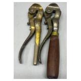 Two antique shell cap tools