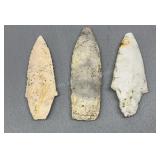 3 Indian Artifacts Howard Cty Find - 3 1/2in