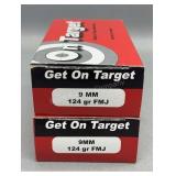 2x Get On Target 9mm 50 Rds/Box 124Gr FMJ