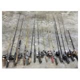 Many Vintage Fishing Poles, Some Just Poles