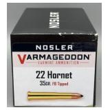 Nosler Varmageddon 22 Hornet 50 Rds/Box 35Gr FB