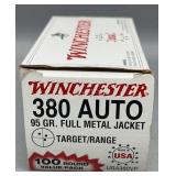 Winchester 380 Auto 100 Rds/Box 95Gr FMJ