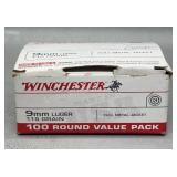 Winchester 9mm 100 Rds 115Gr FMJ