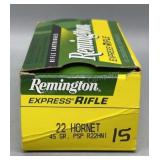 15 Rds Remington 22 Hornet 45 Gr PSP