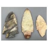 3 Indian Artifacts - Howard Cty Find - 3 7/8in