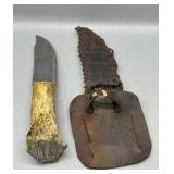 Hand Made Stag Handle Knife and Sheath