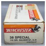 Winchester 38 Special 50 Rds/Box 110Gr Silvertip