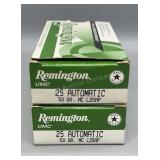 2x Remington 25 Auto 50 Rds/Box 50 Gr MC