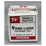 Winchester 9mm Luger 50 Rds/Box 115 Gr FMJ