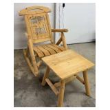 Like New Carved Pine Rocker and Table