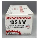 Winchester 40 S&W 100 Rds/Box 165Gr FMJ