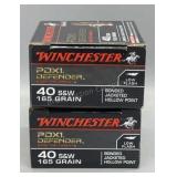 2x Winchester 40 S&W 20 Rds/Box 165Gr JHP