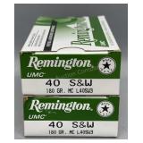 2x Remington 40 S&W 50 Rds/Box 180Gr MC