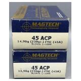 2x Magtech 45 ACP 230Gr FMC 50 Rds/Box