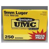 Remington 9mm Luger 250 Rds 115Gr MC