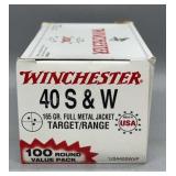 Winchester 40 S&W 100 Rds/Box 165Gr FMJ