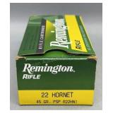 Remington 22 Hornet 50 Rds/Box 45Gr PSP