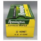 Remington 22 Hornet 50 Rds/Box 45Gr HP