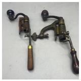 Two antique shot gun shell crimpers