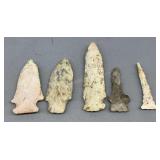 5 Indian Artifacts - Howard Cty Find - 3 3/4in