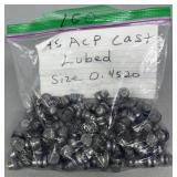 100 45 ACP Cast Lubed Bullets