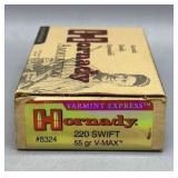 Hornady 220 Swift 20 Rds/Box 55Gr V-Max