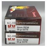 2x Hornady 6mm Rem 20 Rds/Box 95Gr SST