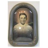 Old Convex Glass Frame w/ Charcoal Picture