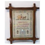 Sampler in Walnut Cross Point Frame 18" X 22"