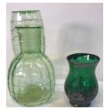 Green Tumble Up, Green Vase W/ Silver Overlay