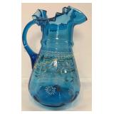 Hand Blown Enamel Pitcher 10"