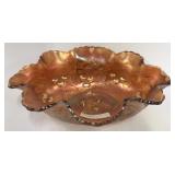 Carnival Glass Cherries Console Bowl 13"