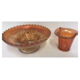Carnival Glass Pedestal Bowl 8", Other