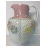 Cosmos Milk Glass Pitcher 9"