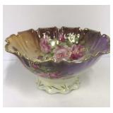 Silesia Pedestal Bowl With Roses 9"
