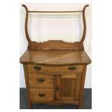 Solid Oak Wash Stand W/ Towel Bar