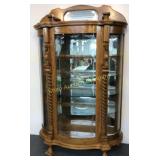 Oak China Cabinet W/ Curved Glass