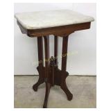 Small Walnut Marble Top Table