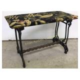 Stool W/ Iron Legs, Wooden Twist Bar