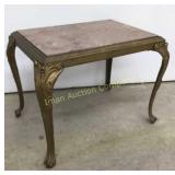 Marble Top Table W/ Iron Legs 14" X 20"