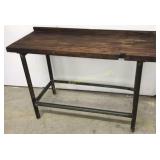 Industrial Table W/ Butcher Block Top 52" X 20"